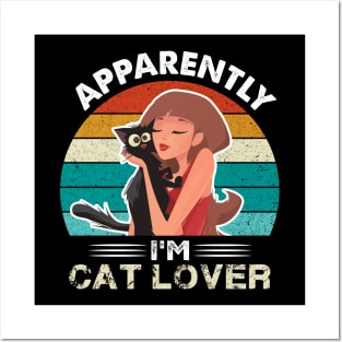 apparently i'm cat lover - cute cartoon cat mom Posters and Art